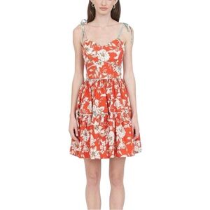 Christy Lynn Aurelia Floral Red Fit and Flare Dress MEDIUM